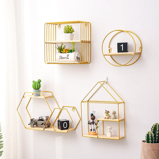 Modern interior wall decor hanging on a neutral living room wall